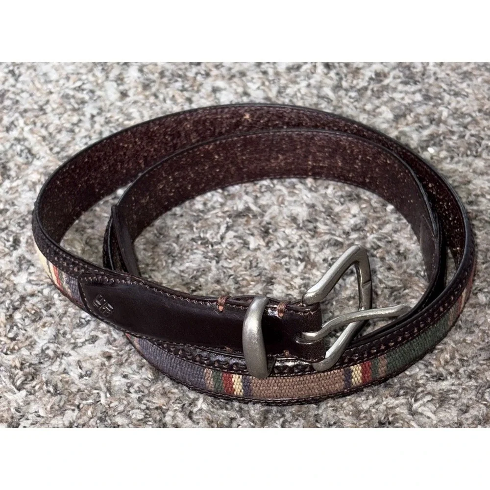 Vintage Columbia Sportswear Leather Belt Western Southwest Inlay Trim Size 42